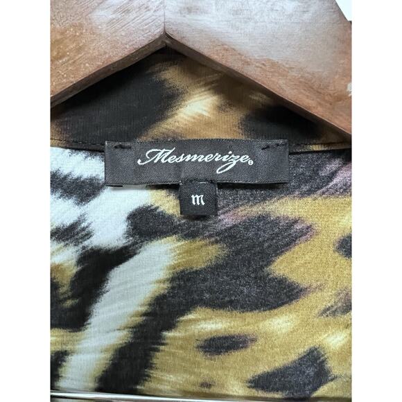 VTG 90s Top Womens Leopard Print Animal Cheetah Medium V-neck 70s Style Collar - Picture 10 of 15